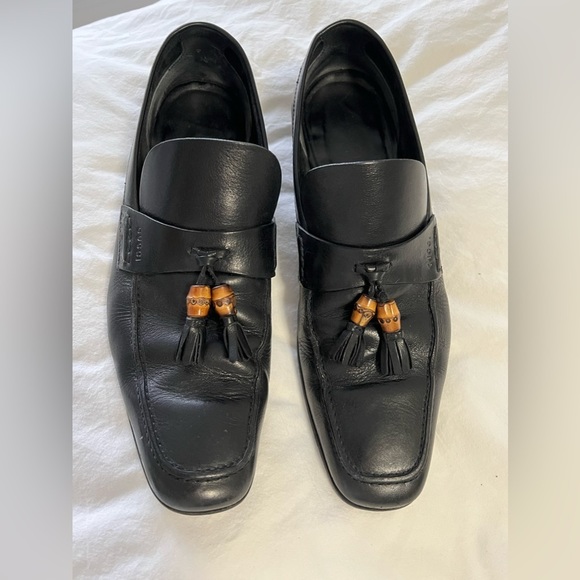 Gucci Other - GUCCI | Men’s SZ 11 | Black Leather Loafers Slip-on | Bamboo Tassels